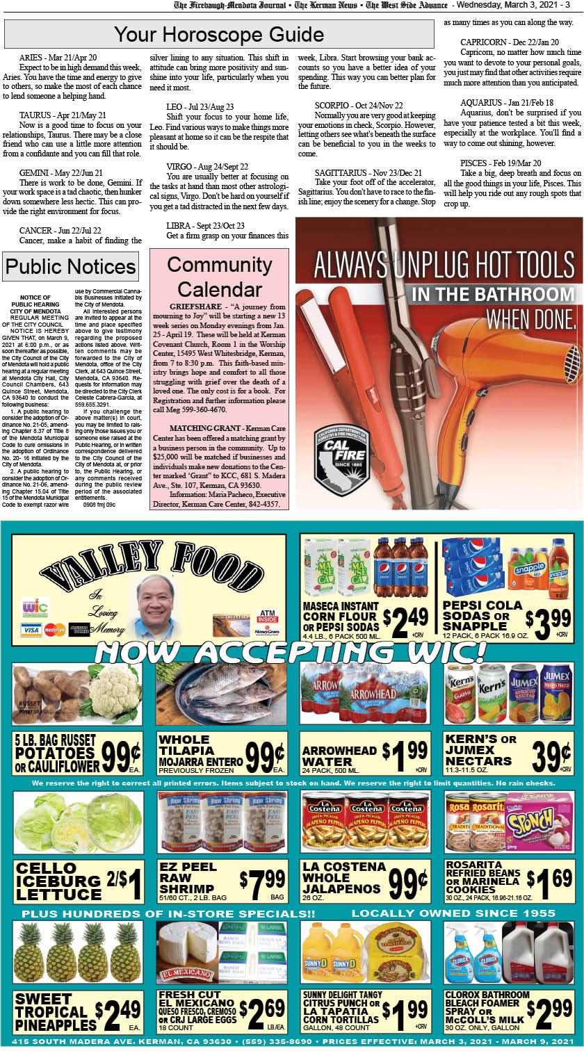 kerman news firebaugh mendota journal san joaquin tranquillity west side advance