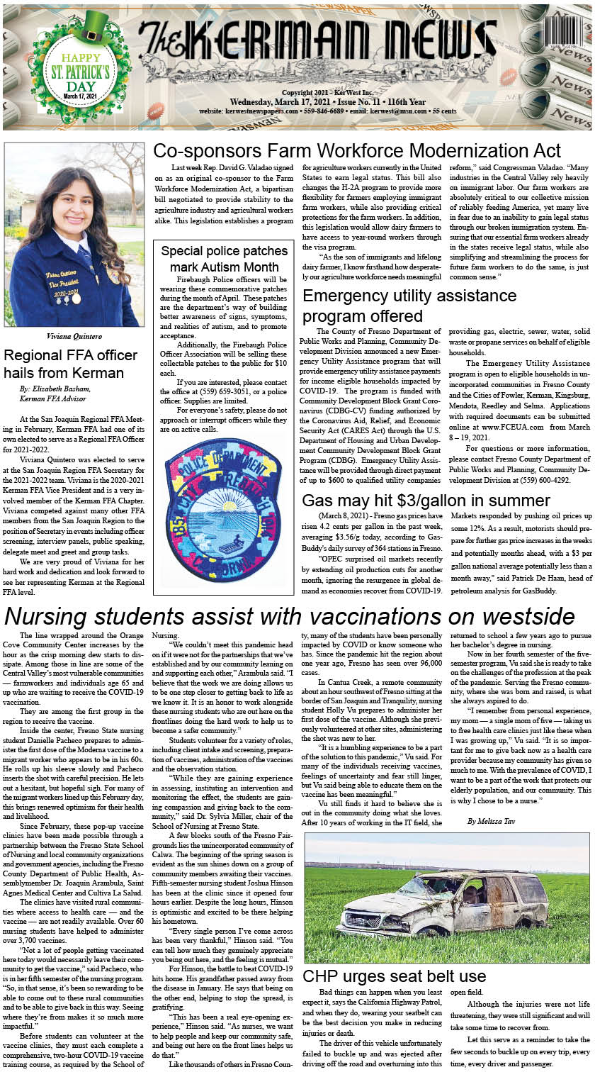 kerman news firebaugh mendota journal san joaquin tranquillity west side advance