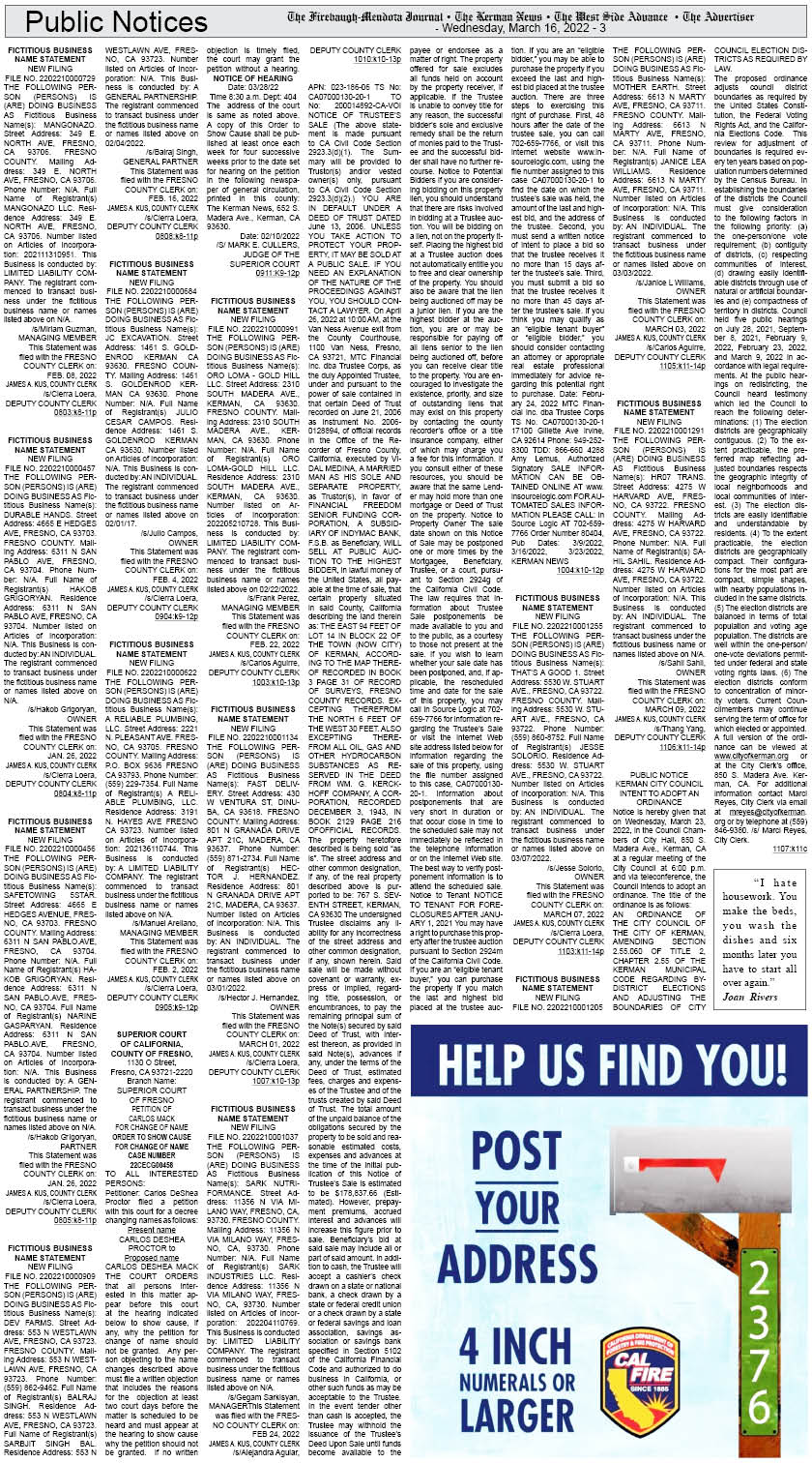 kerman news firebaugh mendota journal san joaquin tranquillity west