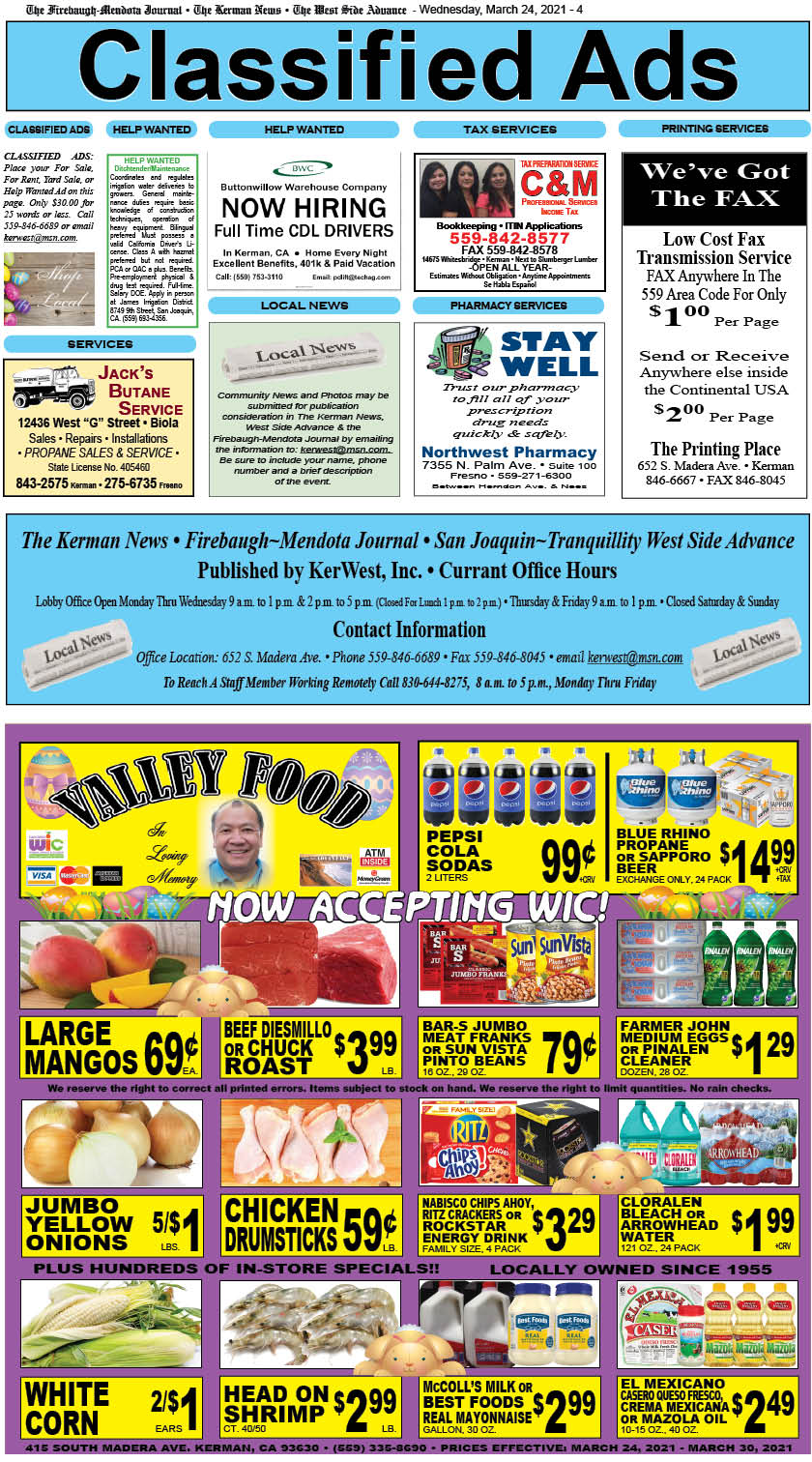 kerman news firebaugh mendota journal san joaquin tranquillity west side advance