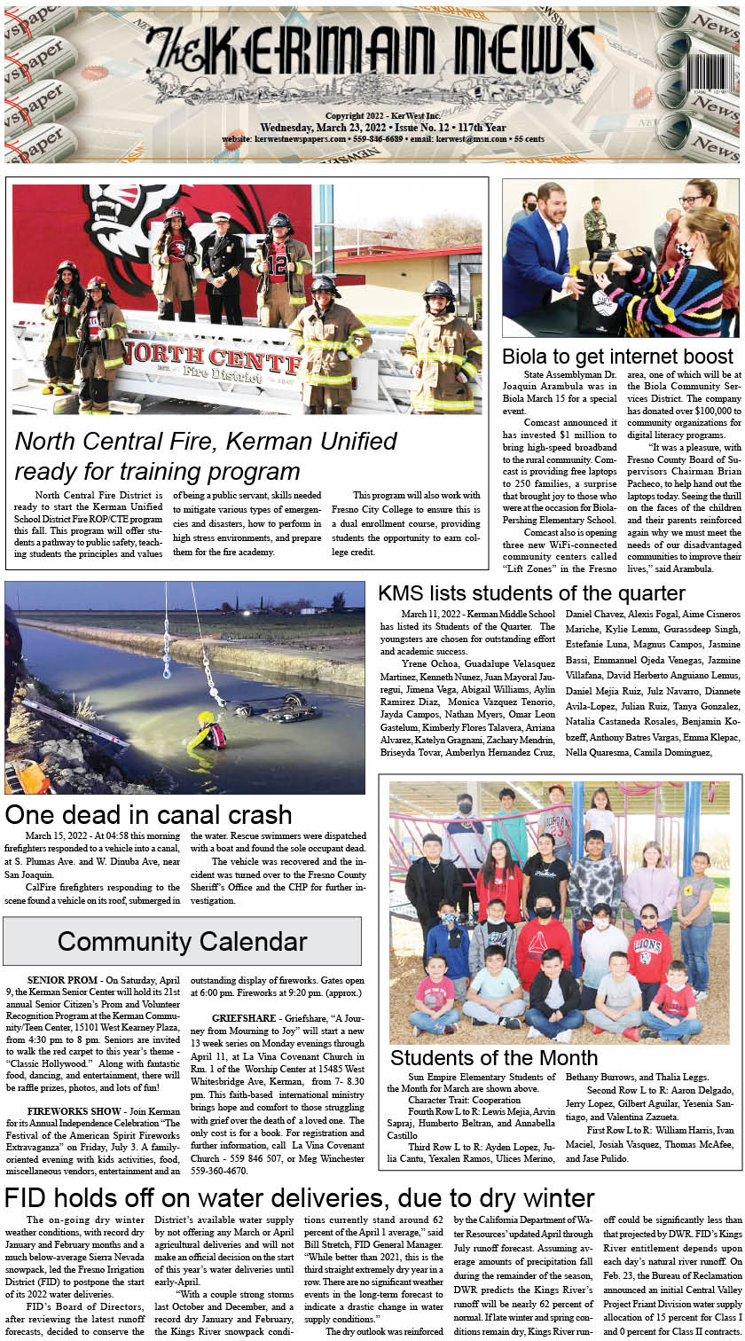 kerman news firebaugh mendota journal san joaquin tranquillity west