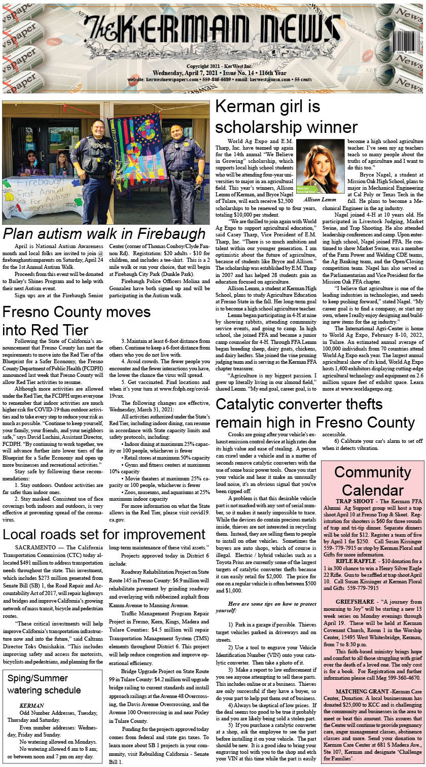 kerman news firebaugh mendota journal san joaquin tranquillity west