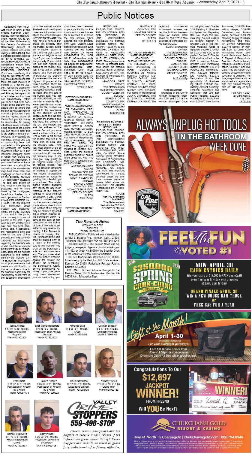 kerman news firebaugh mendota journal san joaquin tranquillity west side advance