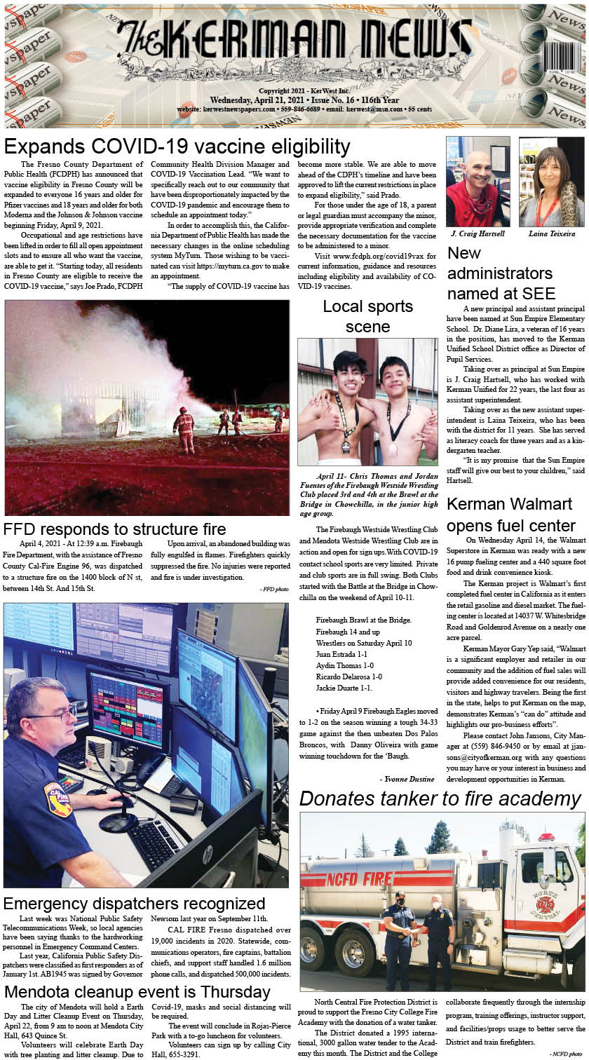 kerman news firebaugh mendota journal san joaquin tranquillity west side advance