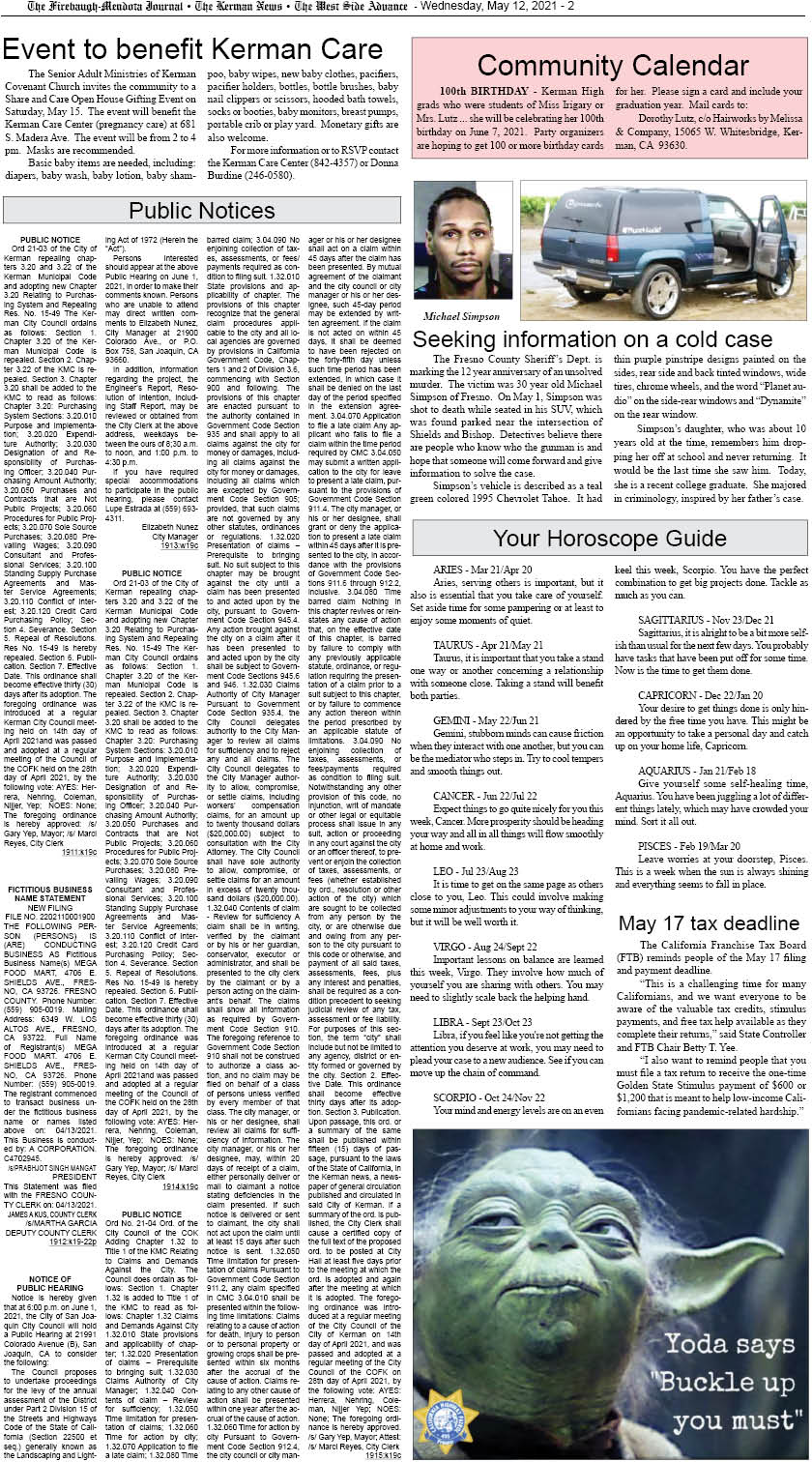 kerman news firebaugh mendota journal san joaquin tranquillity west